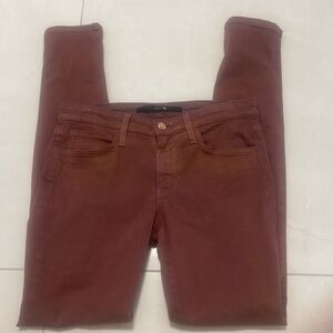 Joes Jeans Womens 27 The Skinny Mid Rise Burgundy Rust Stretch Denim Pants EUC